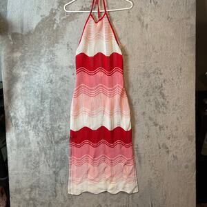MILLY Cabana Gradient Wave Midi Dress in Pink Ombré Size Small Resort Wear‎